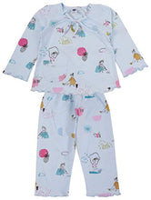 Load image into Gallery viewer, Teddy Girl&#39;s Cotton Printed Top &amp; Pyjama Set Pack of 1 (TEDDY-GFNS-NSUIT-3846-BLUE-14_Blue_3-6 Months (35 cm))
