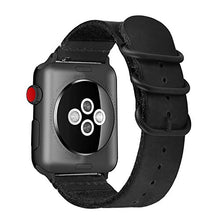 Load image into Gallery viewer, Fullmosa NATO Strap Compatible with Apple Watch 38mm 40mm 42mm 44mm, 2-Piece Leather Strap for iWatch Series SE 6/5/4/3/2/1, 38mm 40mm Black
