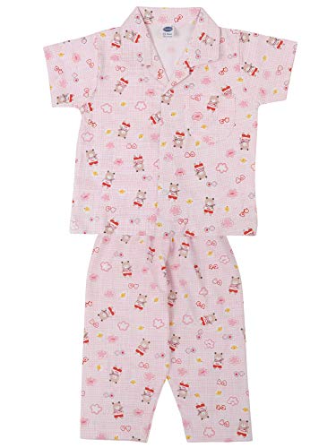 Teddy Boy's Cotton Printed Night Suit Set Pack of 1 (TEDDY-BNS-2756A-PINK-14_Pink_3-6 Months)