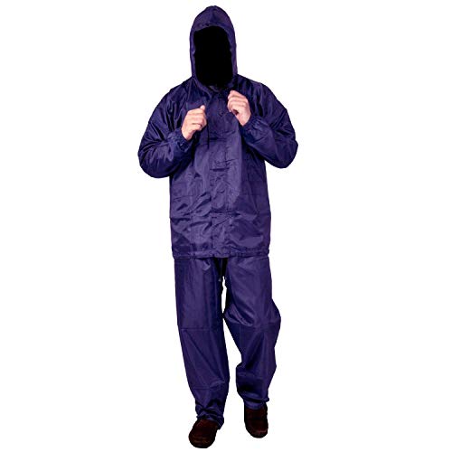 OPULENT SD Men's Plain Rain Coat with Bag (Water Proof Blue Plain Rain_Blue_Free Size)