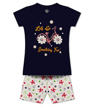 Load image into Gallery viewer, MIST N FOGG Girls Half Sleeve Printed Tshirt and Shorts Set(7-8 Years) Navy,White
