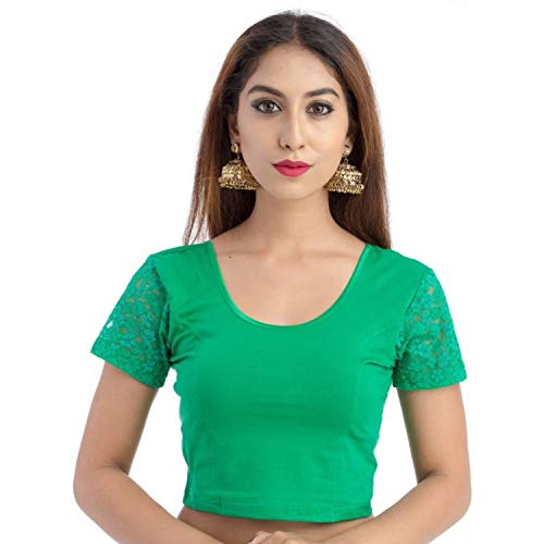 LOOKLINE Cotton Lycra Stretchable Readymade Blouse saree Crop Top Choli Women & Girls_GREEN