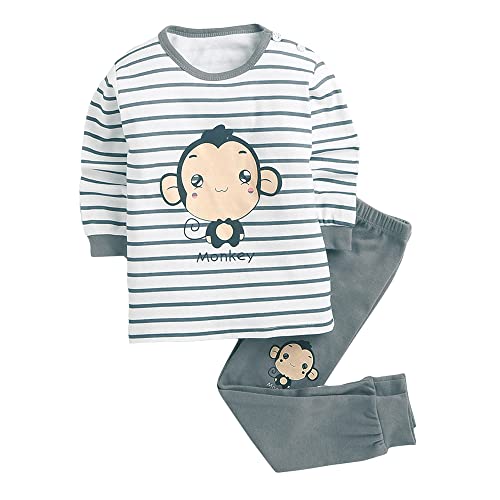 Hopscotch Boy's Polycotton Striped Top and Pyjama Set Pack of 1 (YAH-3133285_Grey_4-5 Years)