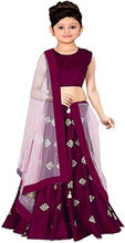 Load image into Gallery viewer, Sarth Fashion Girls Heavy Embroidered Semi Stitched lehenga choli 3 to 14 year (Free Size) (6-7, SILVER_WINE)
