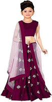 Sarth Fashion Girls Heavy Embroidered Semi Stitched lehenga choli 3 to 14 year (Free Size) (6-7, SILVER_WINE)