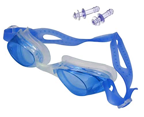Trendegic Kids Adjustable Silicone Swimming Goggles Anti UV Eye Protection Swim Glass with Ear Plug (Multicolor)