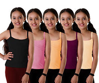 Suruthi Girl's Multicolour Camisole / Slip (Pack of 5) (70 cm, BLACK, SKIN, BURGUNDY, PEACH, PINK)