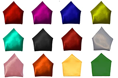 Men's Satin Pocket Square-(Multicolor, Free Size)-Combo Pack of 12