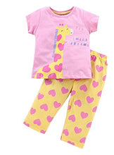 Load image into Gallery viewer, Teddy Girls Cotton Night Suit Half Sleeves Top and Pyjama Set, Size: 6-12 Months Color: Yellow,Pink Ideal for: Day Wear, Night Wear, Sleep Wear, Night Dress for Winter,Summer, AC Rooms
