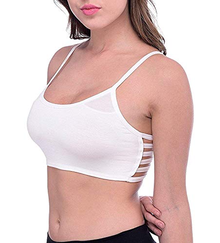 Manpasand Women's Cotton Blend 6 Straps Padded Bralette with Removable Pads (White, Free Size)