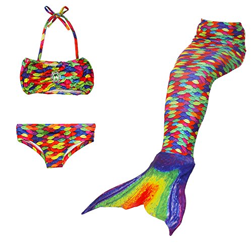 YUPPIN 3 Pcs Kids Swimsuit Mermaid Tails for Swimming for Girls Bikini Costume Sets