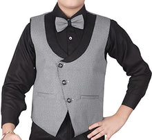 Load image into Gallery viewer, Pro-Ethic Style Developer Boy&#39;s Cotton 3 Piece Suit for Boys, Kids Wear with Waistcoat, Tie, Full Sleeve Shirt and Pant ll 3 pcs Suit for Kids boy (Set of 4) (Grey, 5-6 Years)
