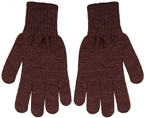 Unieco Men & Women Thermal Knitted Woolen Winter Warm Gloves - Unisex Adult Size - Brown