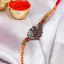 Load image into Gallery viewer, VR CREATIVES Pecock Rakhi with tika Set Gift for Men and Women 102

