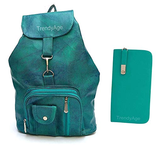 TrendyAge New Girls Backpack School Bag, College Bag, Backpack And Clutch Combo (Green)