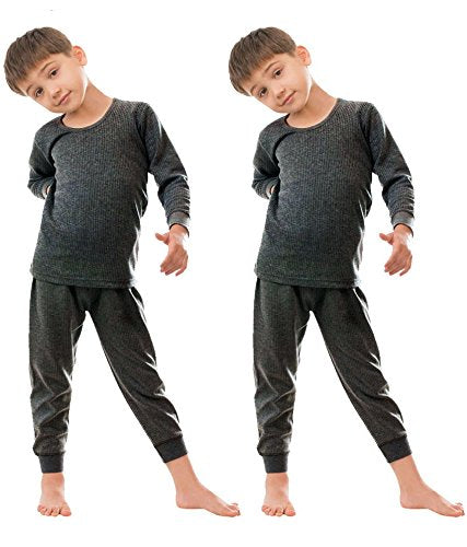 CHEESY CHEEKS BODYCARE Baby Boy's & Baby Girl's Cotton Thermal Top & Pyjama Set (Grey, 6-12 Months)