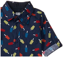 Load image into Gallery viewer, Amazon Brand - Jam &amp; Honey Baby Boy&#39;s Regular Button Down Shirt (JHINFBSHR-AFS_Navy 2 3 6 Months)
