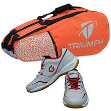 Load image into Gallery viewer, Gowin Badminton Shoe Smash Grey Size-12 Kids with Triumph Badminton Bag 303 Orange/Grey
