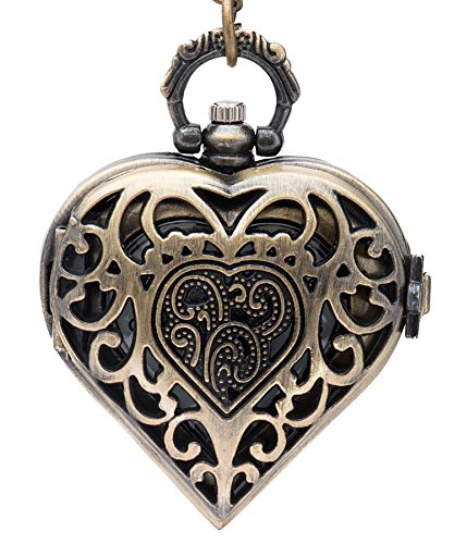 Bromstad Vintage Retro Antique Bronze Plating Metal Heart Shape Necklace Pendant with Box for Men and Women