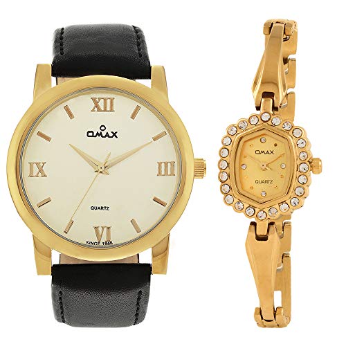 Omax Latest White & Golden Dial Pair Watch for Family Love Once Friends with Formal Look