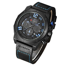 Load image into Gallery viewer, CURREN Analogue Men&#39;s Watch (Blue Dial Black Colored Strap)
