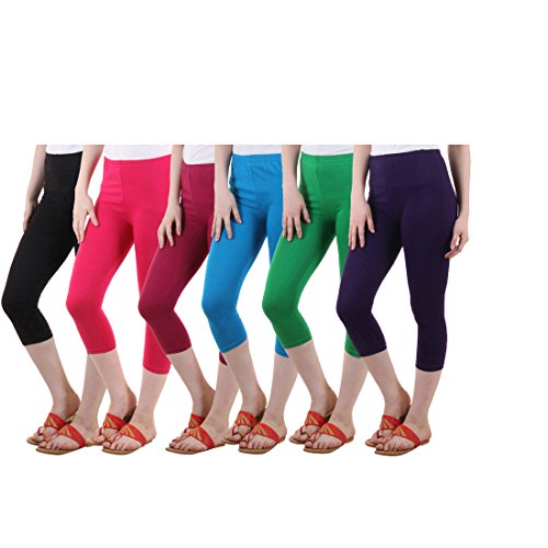 Buy Buy That Trendz Womens Skinny Fit 3/4 Capris Leggings Combo Pack of 2  Turquoise Jade Green Large Online @ ₹729 from ShopClues