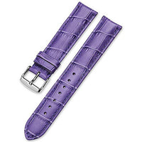 EwatchAccessories 22mm Lovender Genuine Leather Watch Band Strap with Silver Stainless Steel Buckle for Men and Women