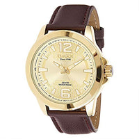 OMAX Analog Light Gold Dial Mens Watch with Brown Strap - GX23G15I