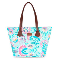 Chipmank Fancy Designer Large Canvas Tote Bag for Girls and Women | Handbag | Eco Friendly Stylish Casual Bag (Mint Green Flower Print | CM_T004)