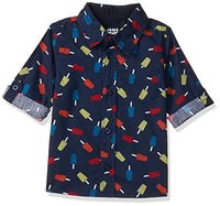 Amazon Brand - Jam & Honey Baby Boy's Regular Button Down Shirt (JHINFBSHR-AFS_Navy 2 3 6 Months)