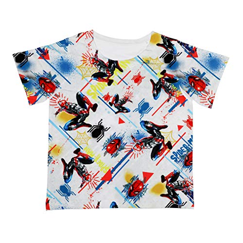 Marvel Spiderman by Wear Your Mind Boy's Plain Regular T-Shirt (DSM0076_Multicolour 7-8Y)