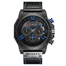 Load image into Gallery viewer, CURREN Analogue Men&#39;s Watch (Blue Dial Black Colored Strap)

