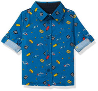 Amazon Brand - Jam & Honey Baby Boy's Regular Button Down Shirt (JHINFBSHR-AFS_Blue 2 6 9 Months)