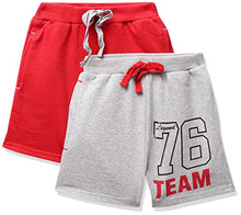 Load image into Gallery viewer, Cloth Theory Boy&#39;s Regular fit Cotton Shorts (Pack of 2) (CTSH_022_RED+Grey_9-10 Years)
