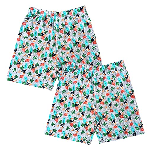 TuddyBuddy Lounge Shorts Set for Girls, 100% Cotton Jersey (Pack of 2 Flamingo Printed Shorts, 7-8 Years)