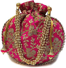 Load image into Gallery viewer, BINORI FASHIONS Rajasthani Style Royal Clutch Silk Batwa Bag Combo Wristlets Ethnic Potli Combo For Women&#39;s Zari Work Potli Combo Bridal Potli Combo (Pack of 4 Colors)
